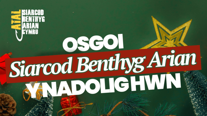 Text reads: Osgoi Siarcod Benthyg Arian y Nadolig hwn